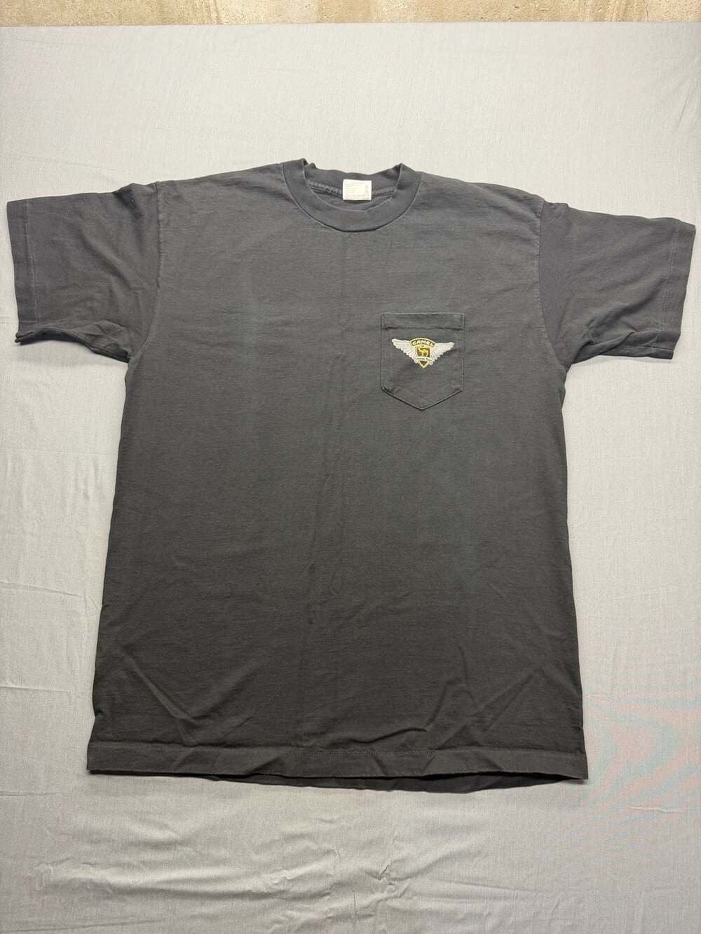 Vintage Camel Cigarettes Genuine Taste Pocket T-Shirt Black Wings Logo